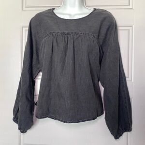 Madewell Charcoal Grey Babydoll Long Sleeve Peasant top